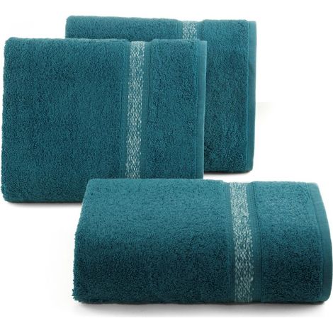 Asciugamano 30x50 Altea turchese con bordo decorativo e riga in spugna melange 500 g/m2 Eurofirany (1/5)