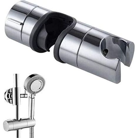RHG Support de Douche Réglable pour Barre Coulissante, Plastique ABS Chromé, Diamètre 18 à 25 mm