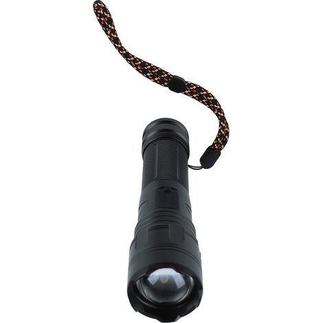 Lampe torche rétractable ultra-lumineuse à longue portée avec indicateur de batterie, en alliage d'aluminium et port USB, idéale pour le camping en plein air. (1/5)