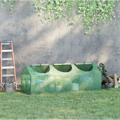 Mini serra 180x60x60 cm, copertura protettiva impermeabile, finestre arrotolabili, acciaio, verde scuro (1/5)