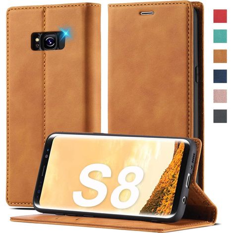 Coque portefeuille cuir PU pour Samsung Galaxy S8 avec fonction support et fermeture magnétique (1/5)