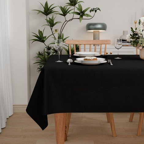 Tischdecke Polyester 150x220cm Abwaschbar Wetterfest Schwarz Rechteckig