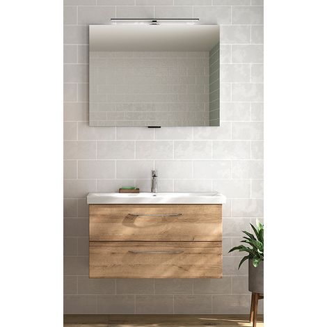 Waschplatz Set, 90cm breit, in Riviera Eiche Nb. VILLATORO-66, B/H/T ca. 90/200/45 cm (1/5)