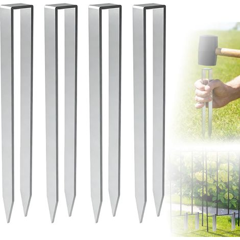 Set of 4 Rose Arch Ground Anchors: Fixing Pegs for Garden Arch, 30 x 3 x 2 cm, U-Shaped Fixing Pegs for Garden, Camping, Amusement Parks, Tents (1/5)
