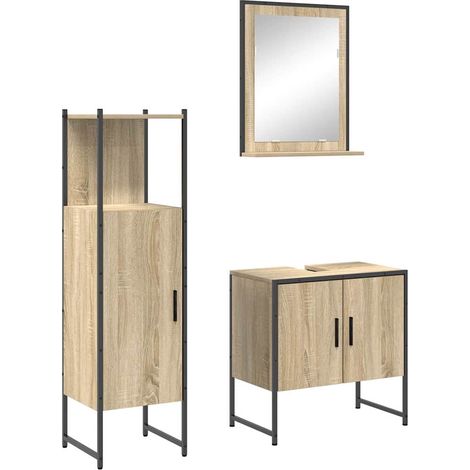 Maison Exclusive - Badezimmermöbel-Set mit Regal mit Tür 3 pcs Br