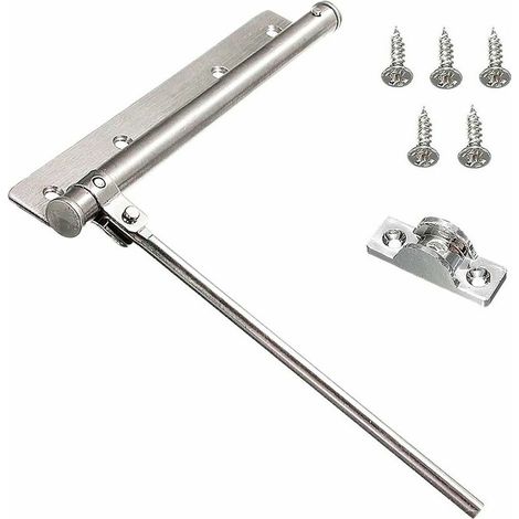 Door Closer - Stainless Steel - 195 mm x 35 mm - Adjustable Closing Force - For Wooden and Metal Doors - 1 Piece (1/5)