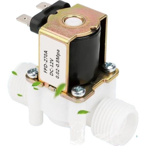 Électrovanne 12V G1 / 2&34 Vanne Électrique en Plastique de l'Eau Solénoïde d'Admission Normalement Fermé de N/C pour la Distribution de l'Eau (1/5)