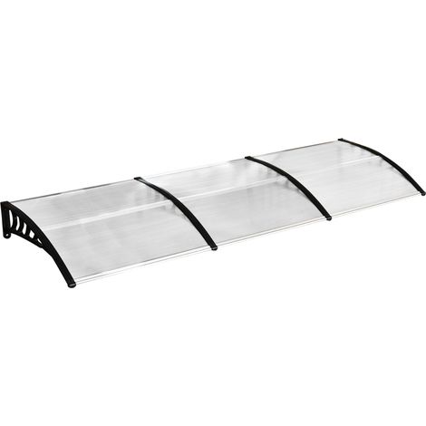 Auvent porte entrée 90x295 cm adossé protection UV pare-soleil anti-pluie polycarbonate