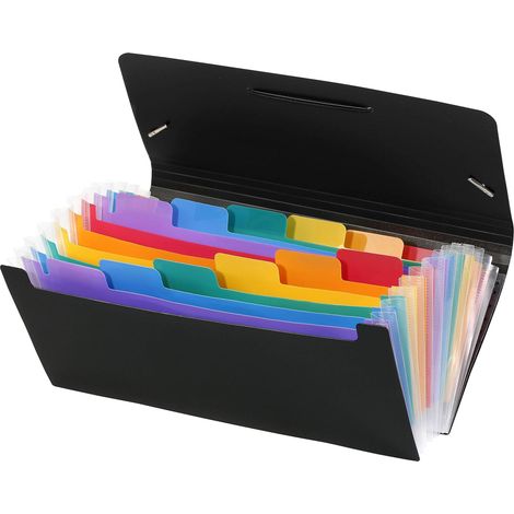Rainbow Class - Trieur Accordéon de Bureau, Porte Document 12 Positions, Organisateur de Bureau Extensible, Trieur Format Chèque en Plastique, 26 x 13 cm (1/4)