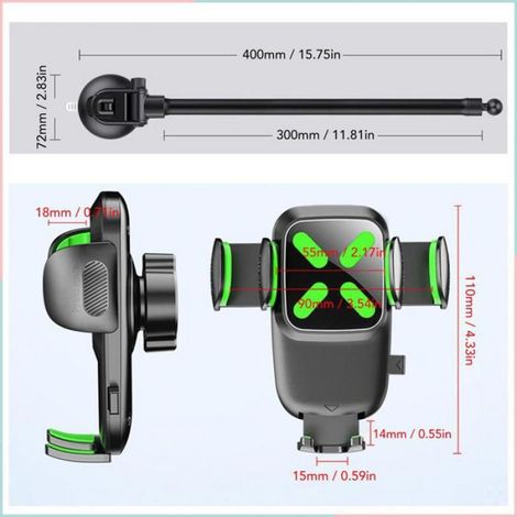 Support Téléphone Voiture - Ventouse Gel Réutilisable - Col De Cygne 27,9 cm - Rotation 360° - Compatible Smartphone 5,5 à 9 cm - 1 Pièce (1/5)