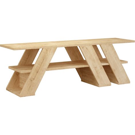 Meuble TV avec 1 tablette coloris chêne cambrian - longueur 140 x profondeur 34 x hauteur 40 cm
