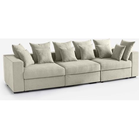 Divano 3 posti modulare sfoderabile con cuscini Made in Italy Cortina C - Beige (1/4)