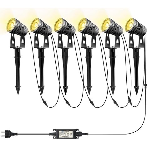 8 éclairage de jardin LED projecteur blanc chaud éclairage LED avec lampe de jardin à piquet de sol pour arbre extérieur, 24V 24W IP65 étanche (1/5)