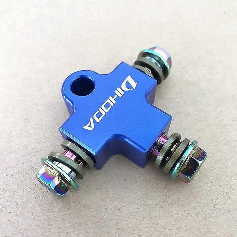 Raccord en T pour tuyau de frein hydraulique de moto, compatible avec les systèmes de freinage des motos tout-terrain et quads (adaptateur 3 voies) - Bleu (1/5)