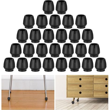 Lot de 28 Embouts de Pieds de Chaise en Caoutchouc antidérapants pour Pieds de Table, Anti-Bruit, Noirs (1/5)