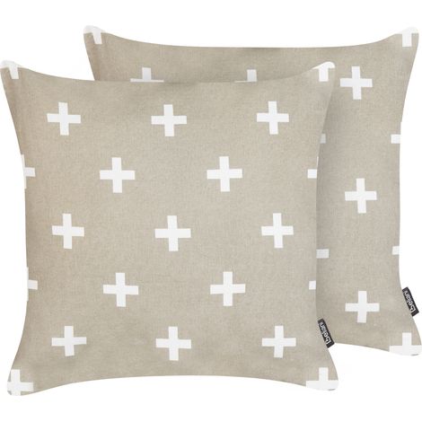 Conjunto de 2 cojines decorativos cuadrados 45 x 45 cm gris pardo Velleia (1/5)