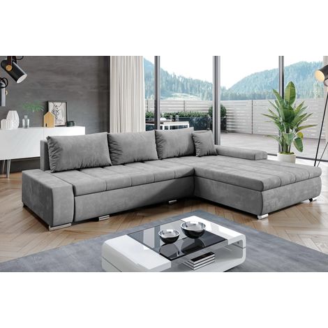 AX LIVING Eckcouch mit Bettfunktion Tunceli Grau - 297 cm breit Modern