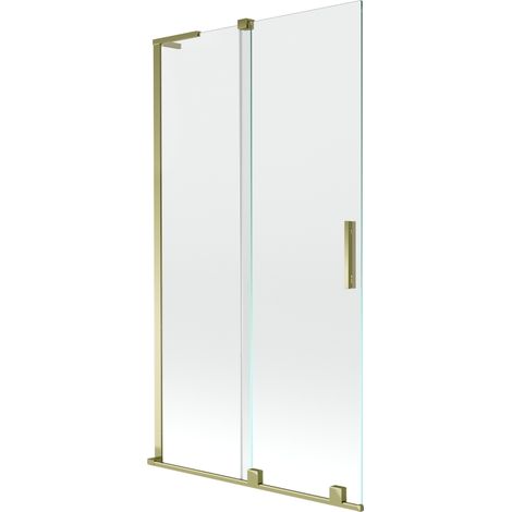 Paroi de baignoire coulissante 2 volets Mexen Velar L 100 x 150 cm, transparent, doré - 896-100-003-01-50 (1/2)