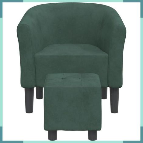 356452 Chaise cabriolet avec repose-pied vert foncé velours (1/5)