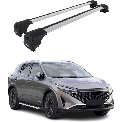 OMAC Barres de toit en aluminium pour Nissan Qashqai J12 2021-2026 – City Crash – ISO/PAS 11154:2006 – Antivol inclus – Charge max 75 kg – 2 barres Argent (1/4)