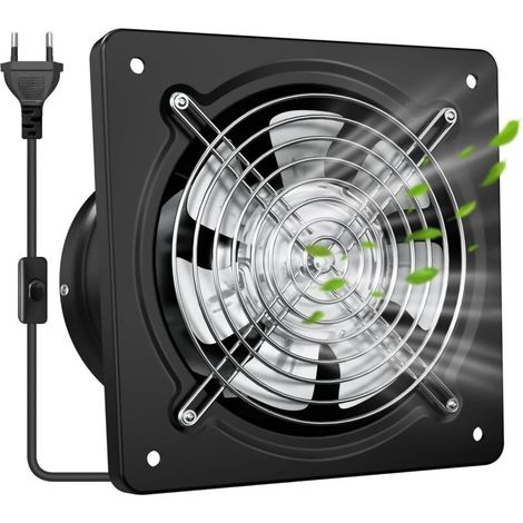 150 mm Extracteur d'Air Chaud 525m³/h– Puissant, Silencieux, et Efficace Valve Anti-Retour Prévention de l'Humidité et Refroidissement Idéal pour Cuisine, Salle de Bain, Noir