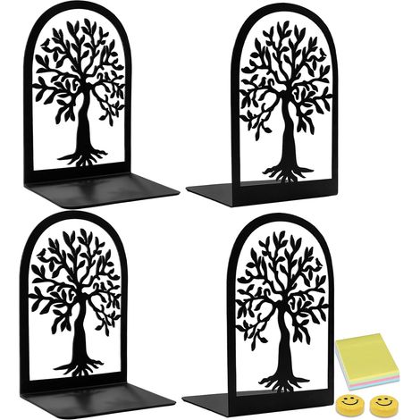 2 Paire Serre Livre, Serre-Livres en Métal pour Noir, Arbre Dense pour Bureau, Maison, Écoles CD, Librairie et Bibliothèque, Retour à L'école (1/5)