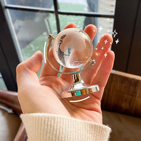 Globe terrestre transparent miniature style ins, décoration de bureau créative pour fille, design minimaliste, objet décoratif transparent. (1/5)