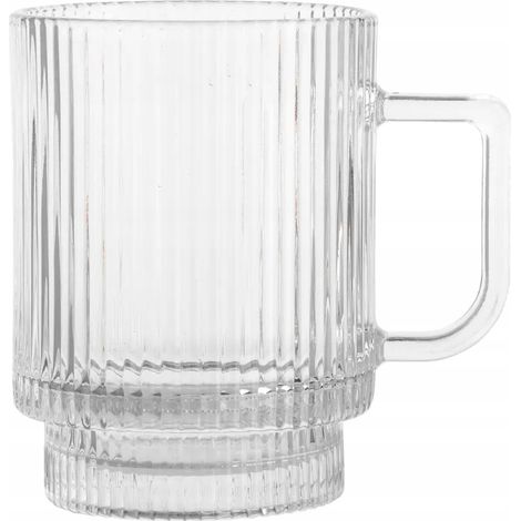 Mug droit en verre rainuré pour café latte, 300 ml, 1 pièce. Selena (1/5)