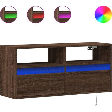 Maison Exclusive - TV-Wandschrank LED-Beleuchtung Braun Eichen-Op