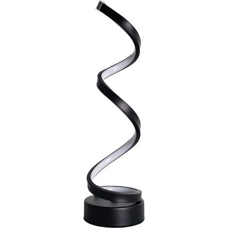 Lampe de bureau LED en spirale à intensité variable – Lampe de chevet LED incurvée avec protection des yeux (3 modes de couleur, variation d'intensité progressive) (Noir) (1/4)