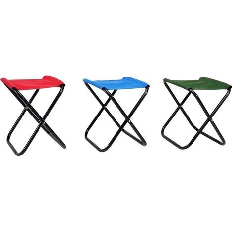 TrAdE Shop Traesio - Set 6pz Sgabello Camping Pesca Mini Sedia Spiaggia Pieghevole In Metallo Tessuto 020227 - (1/5)