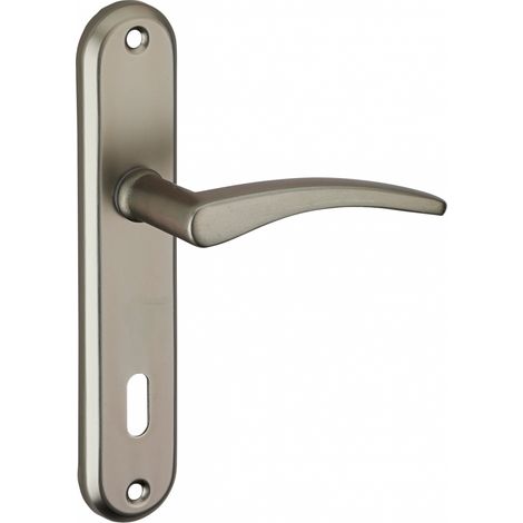 THIRARD - Ensemble de poignées pour porte intérieure Vesta trou de clé, entr'axes 165mm, nickelé satiné - SP (1/3)