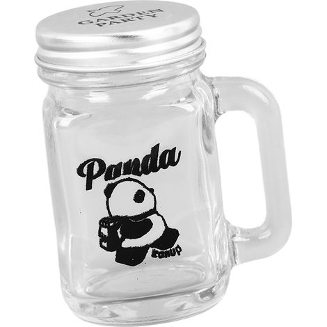 Bocal en verre clair motif panda, poignée épaisse, couvercle hermétique résistant à la chaleur, mini pot à yaourt pour voyage, famille et bureau, panda marchant (1/5)