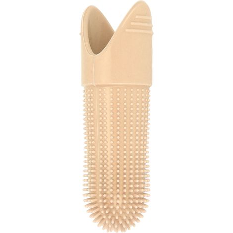 Fingerzahnbürste für Hunde, 360° drehbar, mit lebensmittelechten Silikonborsten, für Hunde und Katzen, Zahnpflege, Beige (1/5)