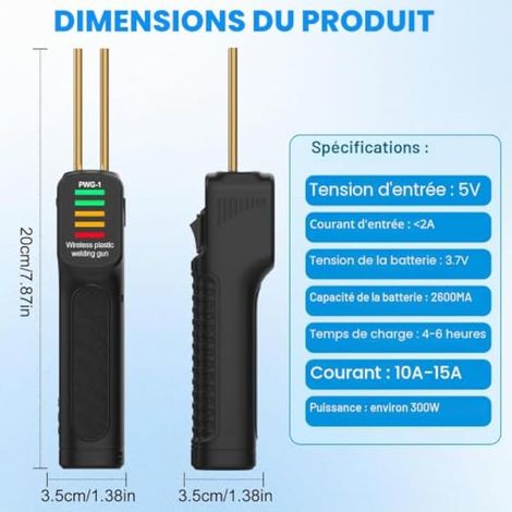 Poste à souder en plastique sans fil - 100 W - Avec 200 clous en plastique - Avec LED - Chargement USB - Réparation de soudure à piles (1/3)