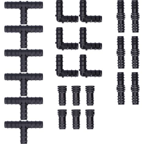 Kit de 24 raccords pour système d'irrigation goutte à goutte, avec connecteurs barbelés pour tuyaux de 1/2 pouce, idéal pour les serres et jardins.