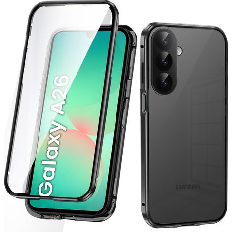 Custodia per Samsung Galaxy A26 5G, con doppio vetro magnetico, nera (1/5)