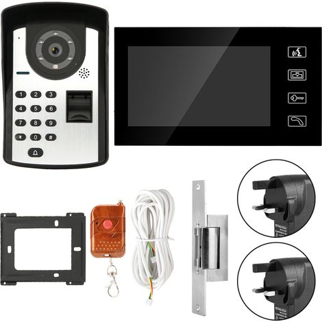Kit Interphone Vidéo Porte RFID 7 Pouces, Sonnette Filaire Avec Mot de Passe, Sans Serrure, Modèle 806FD11 (Prise UK) (1/5)
