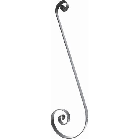 Volute en S inégale coupe droite - Hauteur 1250mm Largeur 350mm Plat lisse 40x8mm - Fer forgé - À souder - DECO FER FORGE