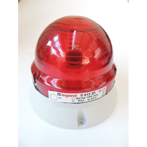 Feu fixe-clignotant rouge incandescent 12V à 48V 10W culot Ba15d IP54 IK 10 Legrand