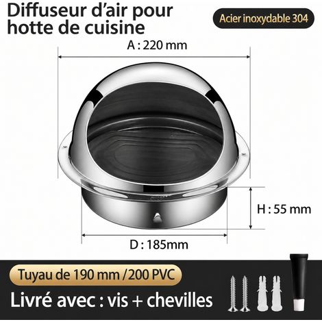 Clapet anti-retour mural en acier inoxydable 304 Ø 190 mm pour tube PVC 200 304 φ190mm 200pvc 1 kg – Livraison gratuite