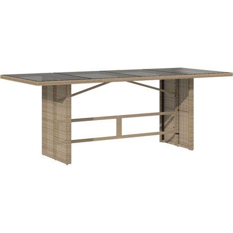 Maison Exclusive - Gartentisch mit Glasplatte Beige 190x80x74 cm