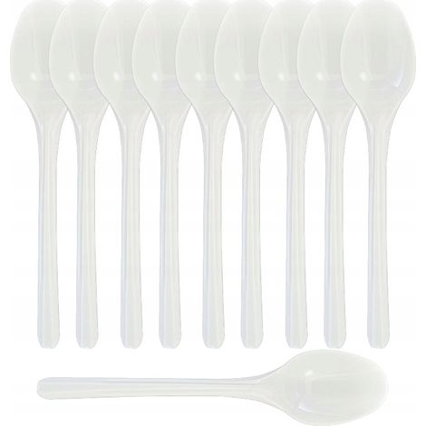 Cucharas de plástico reutilizables BLANCAS Cubiertos para parrilla 100 unidades.
