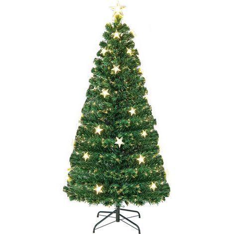 5FT Pre-Lit Artificial Christmas Tree Fiber Optics Xmas Tree 8 Lighting Modes (1/5)