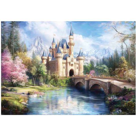 Papier peint mural château conte enfant intissé grand format design intérieur chambre enfant pas cher 150x105 cm (1/5)