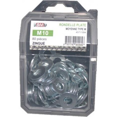 Rondelle plate moyenne (M) NFE 25513 Zingué Coque de 100 pièces - 8 mm - BIVI