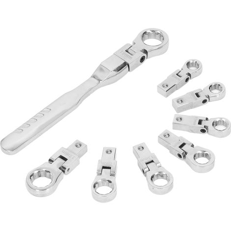 Clé à cliquet interchangeable 9 pièces, acier au chrome vanadium, jeu de clés à fourche pour automobile et industrie (1/5)