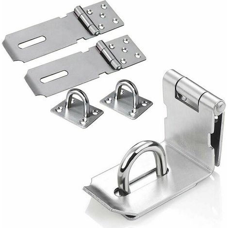Edelstahl-Vorhängeschloss, Türriegel, Türschloss, Schlafzimmerriegel, Torschloss, Schloss für Türen, Schränke, Schubladen, Kommoden – Silber, 2 Stück (1/5)