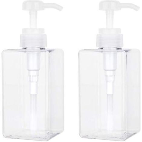 450 ML Distributeur de Savon, Lot de 2 Flacon Pompe Vide en Plastique Conteneur de Bouteille pour la Cuisine et la Salle de Bain - Transparent (1/5)