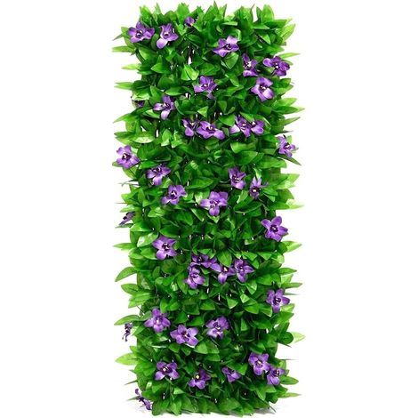 Haie Artificielle - Avec Fleurs - Panneau Treillis Jardin Extensible - Pour Clôture Balcon Terrasse - 1 Pièce (1/5)